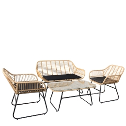 ΣΕΤ ΣΑΛΟΝΙ ΚΗΠΟΥ ARTELIBRE ACILIUS ΦΥΣΙΚΟ/ΜΑΥΡΟ ΜΕΤΑΛΛΟ/RATTAN 2Θ. ΚΑΝΑΠΕΣ+2 ΠΟΛΥΘΡΟΝΕΣ+ΤΡΑΠΕΖΑΚΙ