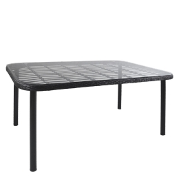 ΤΡΑΠΕΖΙ ΚΗΠΟΥ ARTELIBRE AMPIUS ΜΑΥΡΟ ΜΕΤΑΛΛΟ/RATTAN/ΓΥΑΛΙ 160X90X73CM
