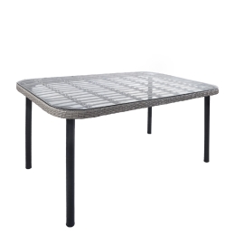 ΤΡΑΠΕΖΙ ΚΗΠΟΥ ARTELIBRE AMPLAS ΓΚΡΙ/ΜΑΥΡΟ ΜΕΤΑΛΛΟ/RATTAN/ΓΥΑΛΙ 140X80X73CM