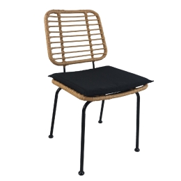 ΚΑΡΕΚΛΑ ΚΗΠΟΥ ARTELIBRE ATIUS ΦΥΣΙΚΟ/ΜΑΥΡΟ ΜΕΤΑΛΛΟ/RATTAN 46.5X55X86CM