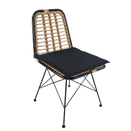 ΚΑΡΕΚΛΑ ΚΗΠΟΥ ARTELIBRE ATILIUS ΦΥΣΙΚΟ/ΜΑΥΡΟ ΜΕΤΑΛΛΟ/RATTAN 46X59X83CM