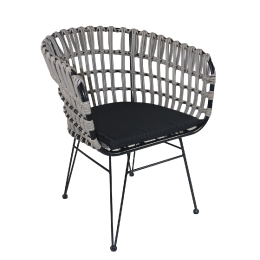 ΚΑΡΕΚΛΑ ΚΗΠΟΥ ARTELIBRE ATRIUS ΓΚΡΙ/ΜΑΥΡΟ ΜΕΤΑΛΛΟ/RATTAN 61X57X80CM