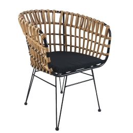 ΚΑΡΕΚΛΑ ΚΗΠΟΥ ARTELIBRE AULIUS ΦΥΣΙΚΟ/ΜΑΥΡΟ ΜΕΤΑΛΛΟ/RATTAN 57X60X78.5CM
