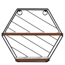 ΡΑΦΙ ΤΟΙΧΟΥ ARTELIBRE SALERNO ΜΑΥΡΟ/ΚΑΦΕ MDF/ΜΕΤΑΛΛΟ 31X11X27CM