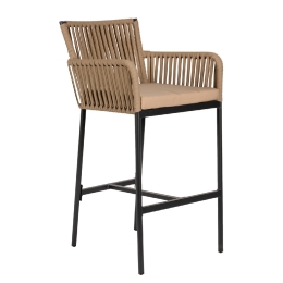 ΣΚΑΜΠΟ KINTAMPO ΜΠΕΖ/ΜΑΥΡΟ ΑΛΟΥΜΙΝΙΟ/RATTAN 55X58X108CM