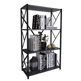 ΒΙΒΛΙΟΘΗΚΗ ARTELIBRE IKE ΜΑΥΡΟ ΜΟΡΙΟΣΑΝΙΔΑ/ΜΕΤΑΛΛΟ 70X34X114.5CM