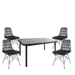 ΣΕΤ ΤΡΑΠΕΖΑΡΙΑ ΚΗΠΟΥ ARTELIBRE AMPLAS ΜΑΥΡΟ ΜΕΤΑΛΛΟ/RATTAN/ΓΥΑΛΙ ΜΕ 4 ΚΑΡΕΚΛΕΣ 14990359