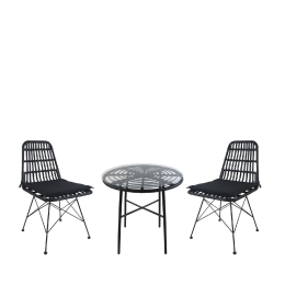 ΣΕΤ ΤΡΑΠΕΖΑΡΙΑ ΚΗΠΟΥ ARTELIBRE APPIUS ΜΑΥΡΟ ΜΕΤΑΛΛΟ/RATTAN/ΓΥΑΛΙ ΜΕ 2 ΚΑΡΕΚΛΕΣ 14990364