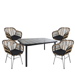 ΣΕΤ ΤΡΑΠΕΖΑΡΙΑ ΚΗΠΟΥ ARTELIBRE AMPLAS ΜΑΥΡΟ ΜΕΤΑΛΛΟ/RATTAN/ΓΥΑΛΙ ΜΕ 4 ΚΑΡΕΚΛΕΣ 14990365