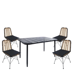 ΣΕΤ ΤΡΑΠΕΖΑΡΙΑ ΚΗΠΟΥ ARTELIBRE ANNIUS ΜΑΥΡΟ ΜΕΤΑΛΛΟ/RATTAN/ΓΥΑΛΙ ΜΕ 4 ΚΑΡΕΚΛΕΣ 14990372