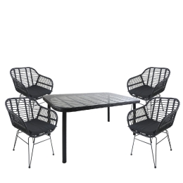 ΣΕΤ ΤΡΑΠΕΖΑΡΙΑ ΚΗΠΟΥ ARTELIBRE AMPLAS ΜΑΥΡΟ ΜΕΤΑΛΛΟ/RATTAN/ΓΥΑΛΙ ΜΕ 4 ΚΑΡΕΚΛΕΣ 14990377
