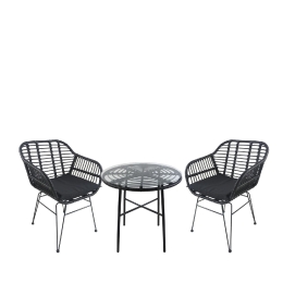 ΣΕΤ ΤΡΑΠΕΖΑΡΙΑ ΚΗΠΟΥ ARTELIBRE APPIUS ΜΑΥΡΟ ΜΕΤΑΛΛΟ/RATTAN/ΓΥΑΛΙ ΜΕ 2 ΚΑΡΕΚΛΕΣ 14990382