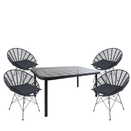 ΣΕΤ ΤΡΑΠΕΖΑΡΙΑ ΚΗΠΟΥ ARTELIBRE AMPLAS ΜΑΥΡΟ ΜΕΤΑΛΛΟ/RATTAN/ΓΥΑΛΙ ΜΕ 4 ΚΑΡΕΚΛΕΣ 14990383
