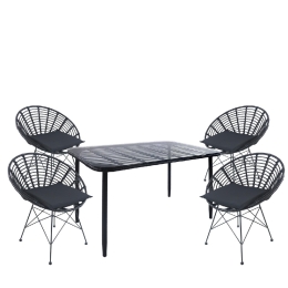 ΣΕΤ ΤΡΑΠΕΖΑΡΙΑ ΚΗΠΟΥ ARTELIBRE ANNIUS ΜΑΥΡΟ ΜΕΤΑΛΛΟ/RATTAN/ΓΥΑΛΙ ΜΕ 4 ΚΑΡΕΚΛΕΣ 14990384
