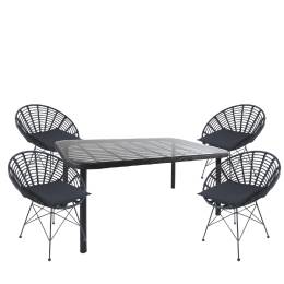 ΣΕΤ ΤΡΑΠΕΖΑΡΙΑ ΚΗΠΟΥ ARTELIBRE AMPIUS ΜΑΥΡΟ ΜΕΤΑΛΛΟ/RATTAN/ΓΥΑΛΙ ΜΕ 4 ΚΑΡΕΚΛΕΣ 14990385