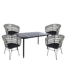 ΣΕΤ ΤΡΑΠΕΖΑΡΙΑ ΚΗΠΟΥ ARTELIBRE ANNIUS ΜΑΥΡΟ ΜΕΤΑΛΛΟ/RATTAN/ΓΥΑΛΙ ΜΕ 4 ΚΑΡΕΚΛΕΣ 14990390