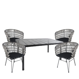 ΣΕΤ ΤΡΑΠΕΖΑΡΙΑ ΚΗΠΟΥ ARTELIBRE AMPIUS ΜΑΥΡΟ ΜΕΤΑΛΛΟ/RATTAN/ΓΥΑΛΙ ΜΕ 4 ΚΑΡΕΚΛΕΣ 14990391
