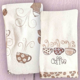 Ποτηρόπανα Σετ 2τμχ. Coffee Ρυθμός 50x70cm 100% Βαμβάκι