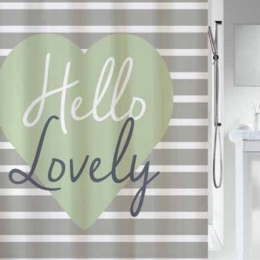 My Bath Κουρτίνα Μπάνιου Υφασμάτινη Hello Lovely Γκρι 180x180