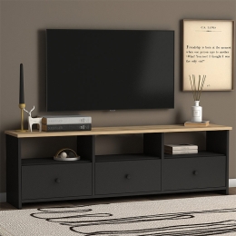 ΕΠΙΠΛΟ ΤΗΛΕΟΡΑΣΗΣ SOLE MEGAPAP ΑΠΟ ΜΕΛΑΜΙΝΗ ΧΡΩΜΑ INDUSTRIAL GREY - OAK 150X32X47ΕΚ.