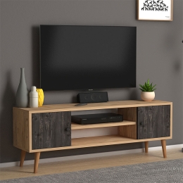 ΕΠΙΠΛΟ ΤΗΛΕΟΡΑΣΗΣ PARMA MEGAPAP ΑΠΟ ΜΕΛΑΜΙΝΗ ΧΡΩΜΑ INDUSTRIAL GREY - OAK 120X30X40ΕΚ.