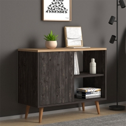 ΚΟΝΣΟΛΑ - ΜΠΟΥΦΕΣ ΜΕΛΑΜΙΝΗΣ LUCE MEGAPAP ΧΡΩΜΑ INDUSTRIAL GREY - OAK 80X35X66ΕΚ.