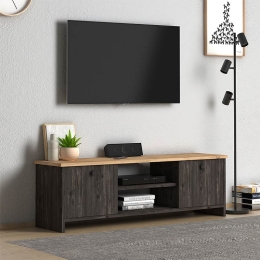 ΕΠΙΠΛΟ ΤΗΛΕΟΡΑΣΗΣ CUBE MEGAPAP ΑΠΟ ΜΕΛΑΜΙΝΗ ΧΡΩΜΑ PINE - INDUSTRIAL GREY 120X30X40ΕΚ.