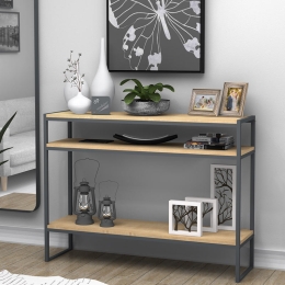 ΚΟΝΣΟΛΑ NEW SMART MEGAPAP ΜΕΤΑΛΛΙΚΗ - ΜΕΛΑΜΙΝΗΣ ΧΡΩΜΑ OAK 120X33X90ΕΚ.