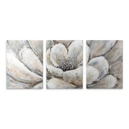 ΠΙΝΑΚΑΣ ΣΕ ΚΑΜΒΑ "SILVER FLOWERS" MEGAPAP ΤΡΙΠΤΥΧΟΣ ΨΗΦΙΑΚΗΣ ΕΚΤΥΠΩΣΗΣ 126X55X3ΕΚ.