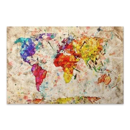 ΠΙΝΑΚΑΣ ΣΕ ΚΑΜΒΑ "COLORFUL WORLD MAP" MEGAPAP ΨΗΦΙΑΚΗΣ ΕΚΤΥΠΩΣΗΣ 100X70X3ΕΚ.
