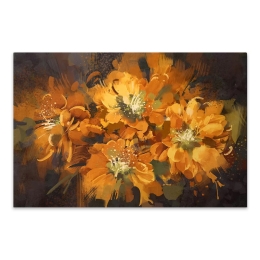 ΠΙΝΑΚΑΣ ΣΕ ΚΑΜΒΑ "ORANGE FLOWERS" MEGAPAP ΨΗΦΙΑΚΗΣ ΕΚΤΥΠΩΣΗΣ 120X60X3ΕΚ.