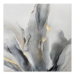 ΠΙΝΑΚΑΣ ΣΕ ΚΑΜΒΑ "ABSTRACT GREY LEAVES" MEGAPAP ΨΗΦΙΑΚΗΣ ΕΚΤΥΠΩΣΗΣ 100X100X3ΕΚ.