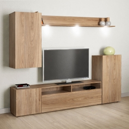 ΣΥΝΘΕΣΗ ΤΗΛΕΟΡΑΣΗΣ LUCIUS MEGAPAP ΑΠΟ ΜΕΛΑΜΙΝΗ ΧΡΩΜΑ HONEY OAK 210X37X170ΕΚ.