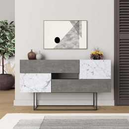 ΜΠΟΥΦΕΣ EROS MEGAPAP ΓΚΡΙ ΡΕΤΡΟ - ΛΕΥΚΟ ΕΦΕ ΜΑΡΜΑΡΟΥ 145X40X82ΕΚ.