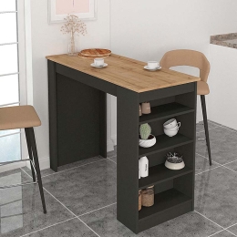 ΤΡΑΠΕΖΙ ΜΠΑΡ MONACO MEGAPAP ΧΡΩΜΑ ΑΝΘΡΑΚΙ - SAPPHIRE OAK 120X51,6X101,8ΕΚ.