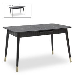 ΤΡΑΠΕΖΙ NERO MEGAPAP ΕΠΕΚΤΕΙΝΟΜΕΝΟ ΑΠΟ MDF/ ΞΥΛΟ ΧΡΩΜΑ ΜΑΥΡΟ ΕΦΕ ΜΑΡΜΑΡΟΥ 124/152X80X74ΕΚ.