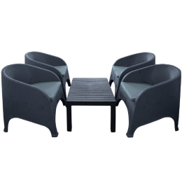 Bonsai Home  Σετ Σαλόνι Τύπου Ρατάν 5 Τεμαχίων Ανθρακί 60x90x45 & 62x74x80 cm