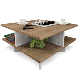 ΤΡΑΠΕΖΙ ΣΑΛΟΝΙΟΥ CROSS PAKOWORLD ΧΡΩΜΑ ΚΑΡΥΔΙ - ΛΕΥΚΟ 60X60X31ΕΚ