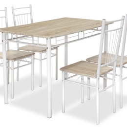 ΤΡΑΠΕΖΑΡΙΑ ROZA PAKOWORLD ΣΕΤ 5ΤΜΧ ΧΡΩΜΑ SONOMA - ΠΟΔΙΑ ΛΕΥΚΟ GLOSS 120X70X75ΕΚ