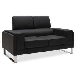 ΚΑΝΑΠΕΣ SHEA PAKOWORLD 2ΘΕΣΙΟΣ PU ΜΑΥΡΟ-INOX 158X80X87ΕΚ
