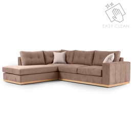 ΓΩΝΙΑΚΟΣ ΚΑΝΑΠΕΣ ΔΕΞΙΑ ΓΩΝΙΑ BOSTON PAKOWORLD ΥΦΑΣΜΑ MOCHA-CREAM 280X225X90ΕΚ
