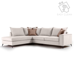 ΓΩΝΙΑΚΟΣ ΚΑΝΑΠΕΣ ΔΕΞΙΑ ΓΩΝΙΑ ROMANTIC PAKOWORLD ΥΦΑΣΜΑ CREAM-MOCHA 290X235X95ΕΚ