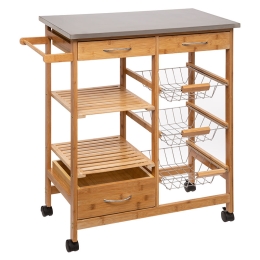ΤΡΟΛΕΙ-ΡΑΦΙΕΡΑ 7ΟΡΟΦΗ ESLA PAKOWORLD BAMBOO ΦΥΣΙΚΟ-ΛΕΥΚΟ 73,5X37X86ΕΚ