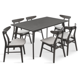 TΡΑΠΕΖΑΡΙΑ BENSON - ORLEAN PAKOWORLD ΣΕΤ 7ΤΜΧ RUSTIC GREY - ΥΦΑΣΜΑ ΓΚΡΙ 150X90X75ΕΚ