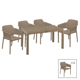ΤΡΑΠΕΖΑΡΙΑ EXPLORE-INTEGRAL PAKOWORLD ΣΕΤ 7ΤΕΜ PP CAPPUCCINO 150X90X73,5ΕΚ