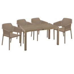 ΤΡΑΠΕΖΑΡΙΑ EXPLORE-INTEGRAL PAKOWORLD ΣΕΤ 5ΤΕΜ PP CAPPUCCINO 150X90X73,5ΕΚ