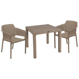ΤΡΑΠΕΖΑΡΙΑ EXPLORE-INTEGRAL PAKOWORLD ΣΕΤ 3ΤΕΜ PP CAPPUCCINO 90X90X73,5ΕΚ