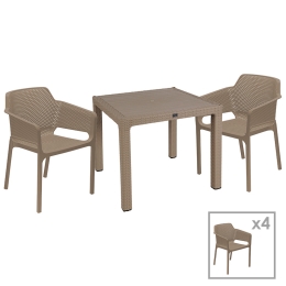 ΤΡΑΠΕΖΑΡΙΑ EXPLORE-INTEGRAL PAKOWORLD ΣΕΤ 5ΤΕΜ PP CAPPUCCINO 90X90X73,5ΕΚ.