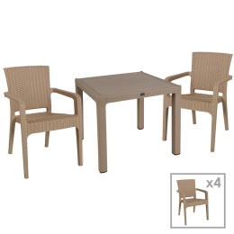ΤΡΑΠΕΖΑΡΙΑ EXPLORE-HALCYON PAKOWORLD ΣΕΤ 5ΤΕΜ PP CAPPUCCINO 90X90X73,5ΕΚ