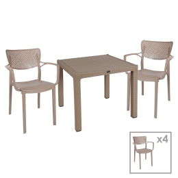 ΤΡΑΠΕΖΑΡΙΑ EXPLORE-FRONTLINE PAKOWORLD ΣΕΤ 5ΤΕΜ PP CAPPUCCINO 90X90X73,5ΕΚ